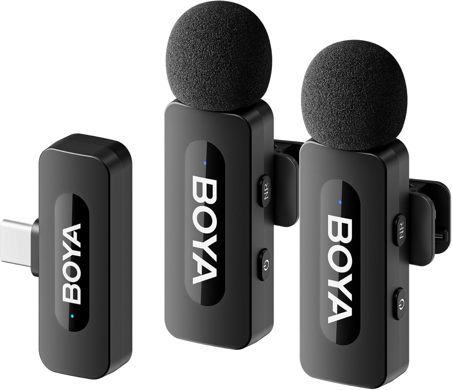 BOYA BY-V20 Dual Wireless Lavalier Microphone for iPhone 15/16, Android, USB-C Devices, 2 Clip-On Microphone for Youtubers & Video Recording, 328ft Range, 9H Battery, Noise Reduction, Plug & Play