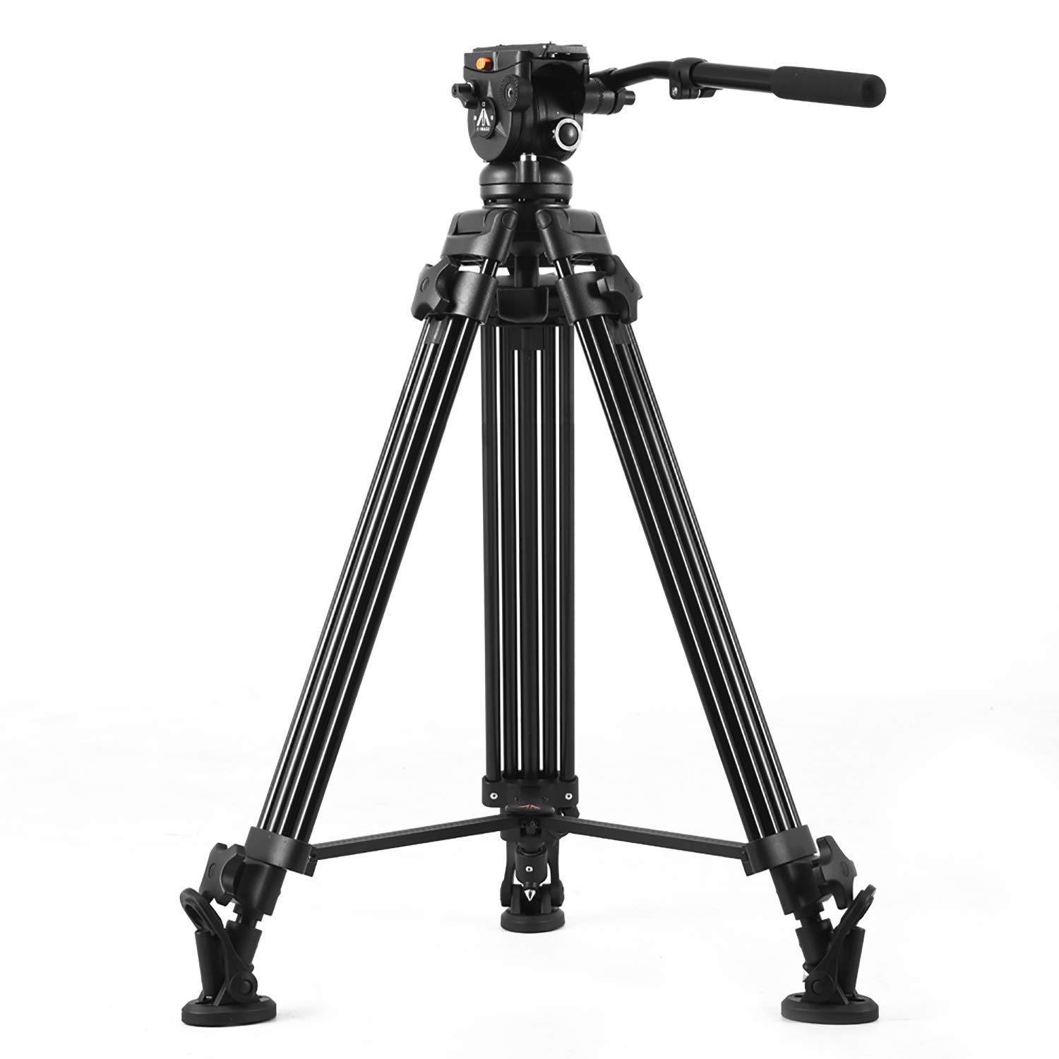 E-Image EI-7060-AA 6ft Tripod Stand Kit with Fluid Head for DSLR Camera Payload 8Kg, Black