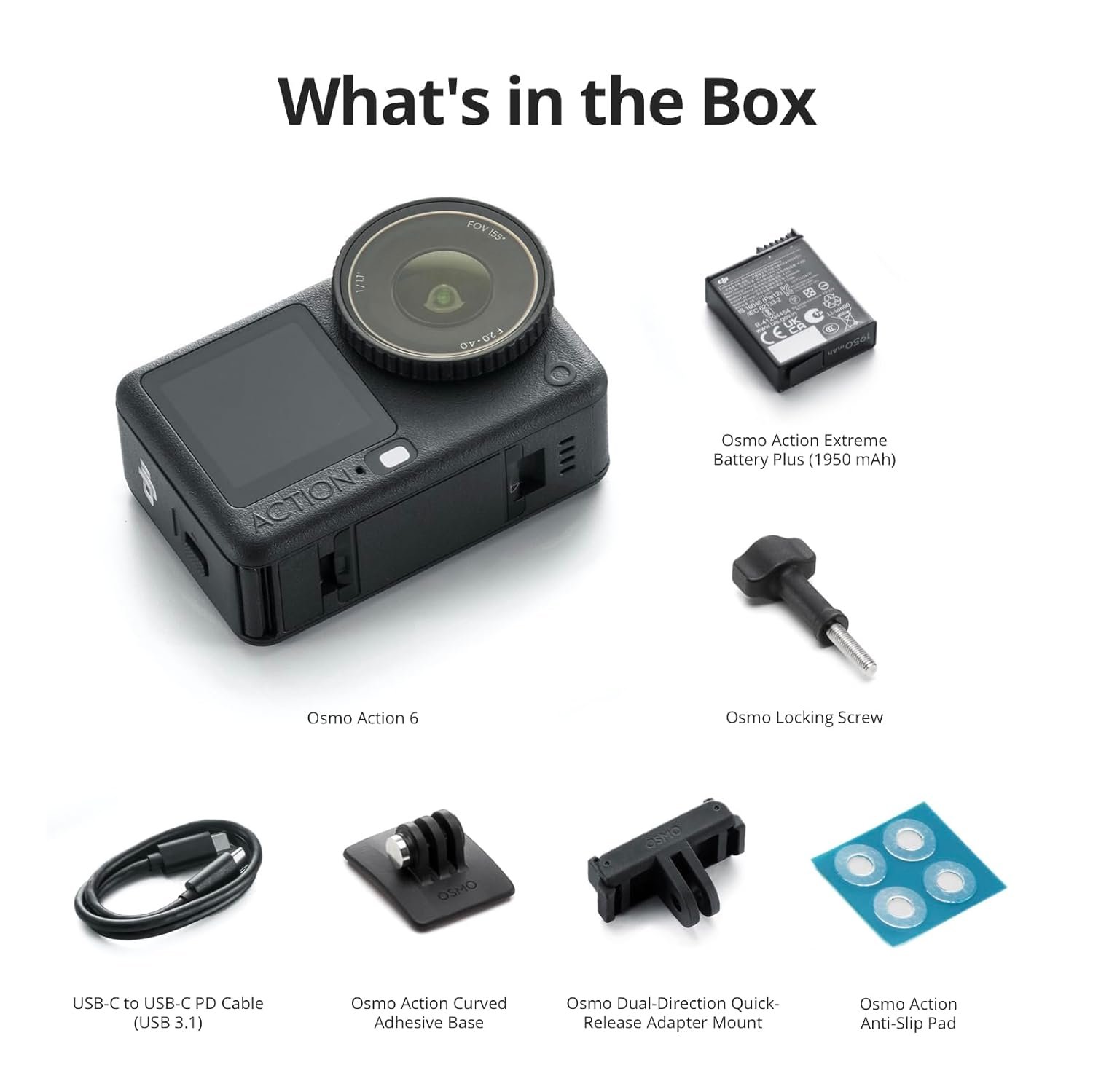 DJI Osmo Action 6 Standard Combo, Action Camera with 1/1.1" Square Sensor, Variable Aperture of f/2.0–f/4.0, Cold-Resistant, 4hrs Battery, Action Camera 4K Ideal for Quick Capture of Exciting Moments