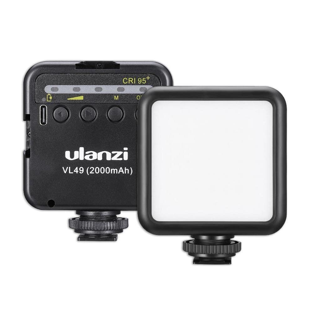 ULANZI VL49 2000mAh LED Video Light w 3 Cold Shoe Mounts, Type C Charging,  Soft Light Panel for DJI OSMO Mobile 3, Pocket Zhiyun, Smooth 4 Sony RX100  VIICanon G7X Mark III