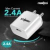 FRONTECH 12W/2.4A Single USB Port Mobile Charger, Comes with V8 Data Cable, Supports Ultra Fast Charging, Quick Charge 3.0, Fuse Protection (0951W, White)