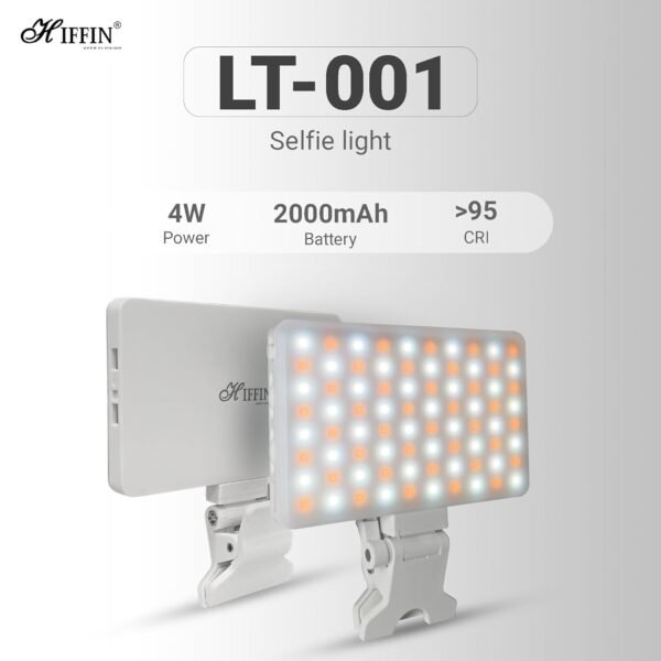 HIFFIN (LT-001) LED Video Conference Light Kit with Clip for iPhone/Tablet/Laptop, Dimmable CRI 95+ with 3 Light Modes, Built-in 2000mAh Battery for Zoom Calls/Remote Working/Live Stream/Selfies