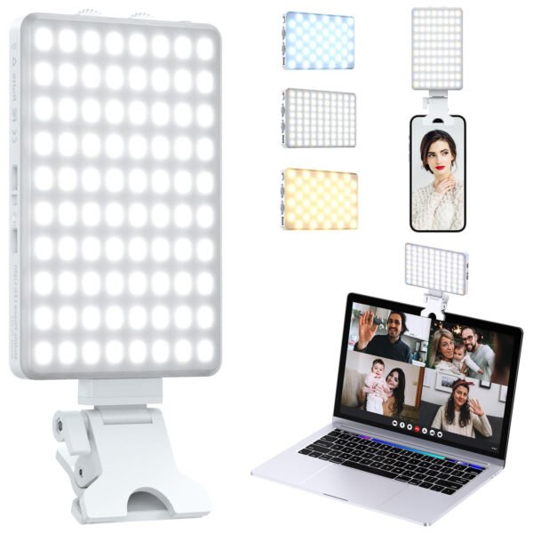 HIFFIN (LT-001) LED Video Conference Light Kit with Clip for iPhone/Tablet/Laptop, Dimmable CRI 95+ with 3 Light Modes, Built-in 2000mAh Battery for Zoom Calls/Remote Working/Live Stream/Selfies