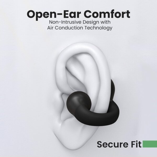Portronics Harmonics Twins S15 Smart OWS Wireless Earbuds Headphone with Mic, Secure Fit with Earhook,15Hours Playtime, Bluetooth 5.3v, Button Control, Music/Gaming Mode, Type C Fast Charging(Black)