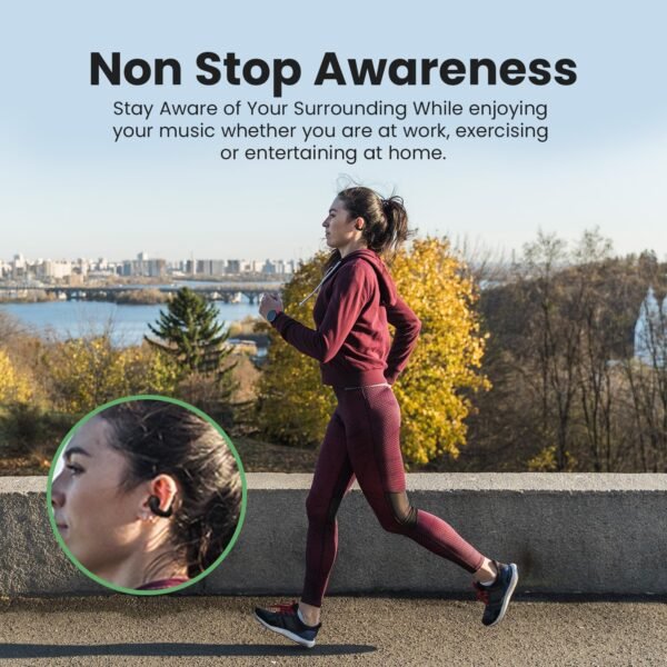 Portronics Harmonics Twins S15 Smart OWS Wireless Earbuds Headphone with Mic, Secure Fit with Earhook,15Hours Playtime, Bluetooth 5.3v, Button Control, Music/Gaming Mode, Type C Fast Charging(Black)