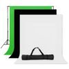 Winsumm Green White Black Screen Backdrop with Stand, 8FT X 12FT Wide Green Screen Backdrop with 9 FT x 12 FT Wide Photo Backdrop Stand, Photo Backdrop Stand Kit Include Carry Bag