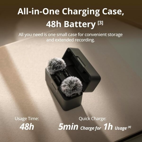 DJI Mic Mini (2 TX + 1 RX + Charging Case), Ultralight, Detail-Rich Audio, 48h Use, Noise Cancelling, Automatic Limiting, Wireless Microphone for Camera/iPhone/Android, Vlog, Streaming, Black