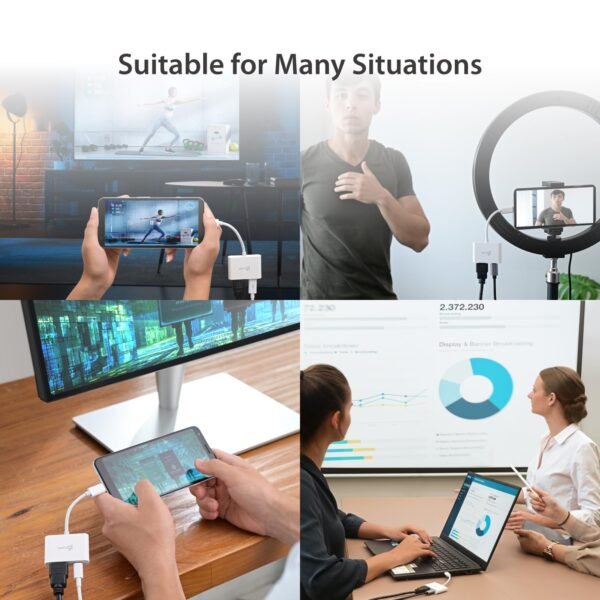 j5create USB-C to 4K HDMI Adapter with Power Delivery, Supports 4K UHD Video, Passthrough Power up to 100W for Connected Devices, Compatible with MacBook, iPad, Smartphone, Laptop (JCA152)