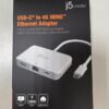 j5create USB Type C to 4K HDMI and Gigabit Ethernet with PD 100W Pass-Through Charging, for MacBook Pro, MacBook Air, Chromebook, Surface Pro, iPad Pro or USB-C Laptop (JCA351)