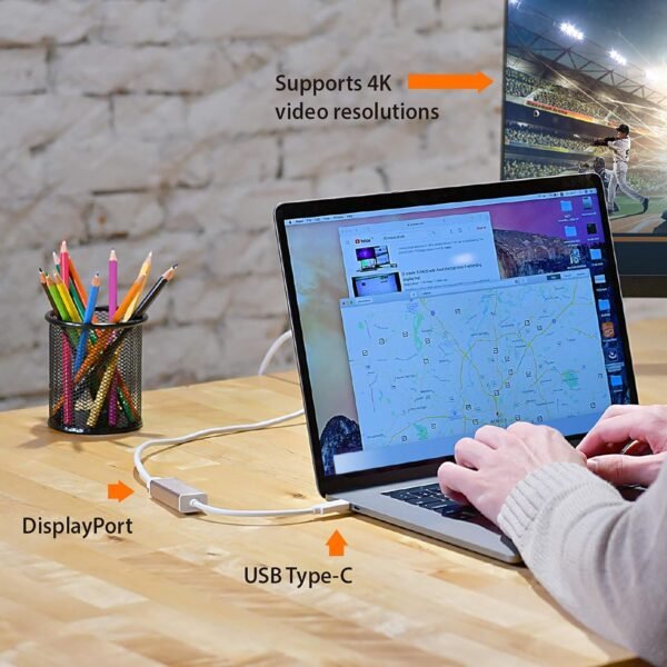 j5create USB C to DisplayPort Adapter- 4k @ 60Hz USB Type C Male to DisplayPort Female Converter Perfect for Macbooks, Chromebooks, Tablets, PCs(‎JCA140)