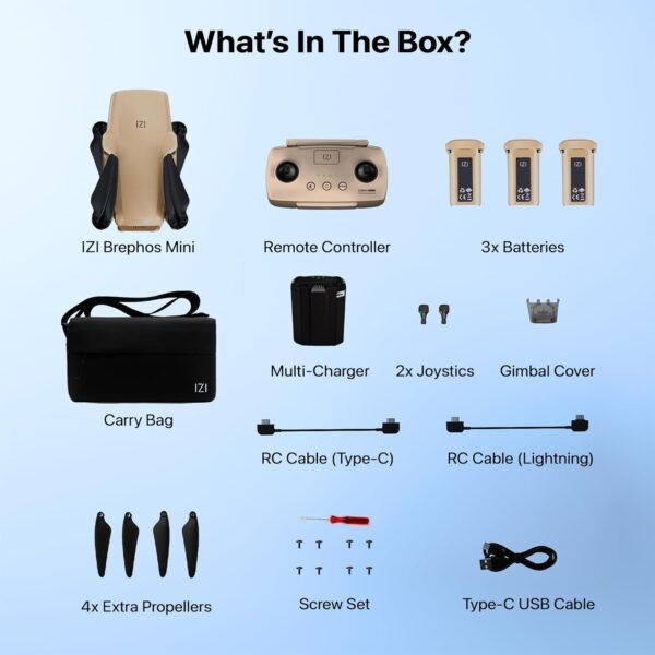 71ZsICvyK9L._SL1500_ IZI Brephos Mini Nano Drone, Premium Drone with Camera 4K Professional, 48MP Ultra HD Lens, Starlight Night Vision, 3-Axis SteadyFrame Stabilizer, 3 x 3000mAh Long Flight, <249g Featherweight, 20km Range